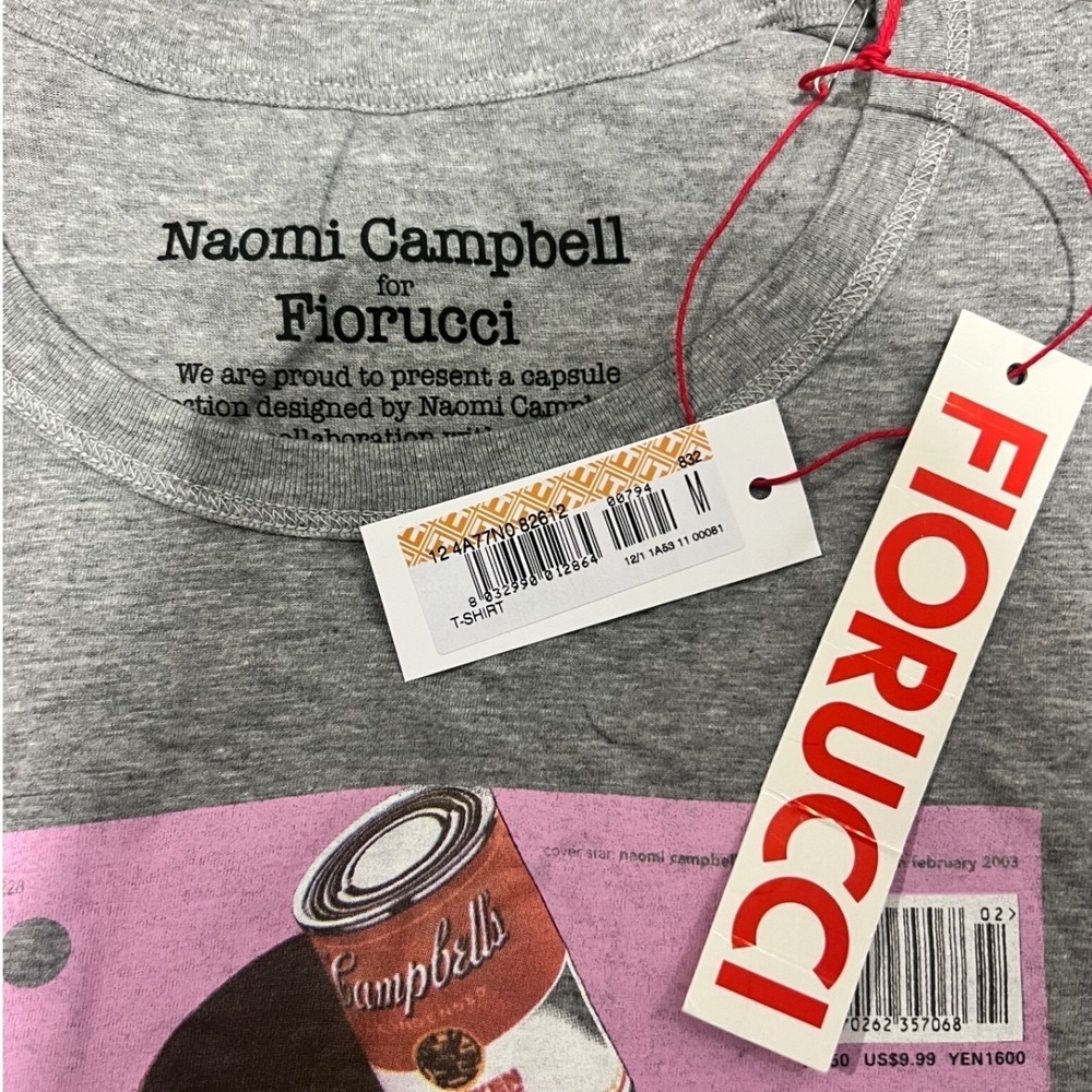 NWT Fiorucci X Naomi Campbell Collaboration Gray Cap Sleeve Tee RARE Superstar! - Picture 5 of 6